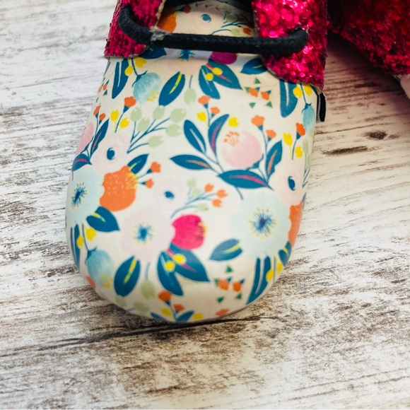 Monkey Feet Pink Glitter Floral Kids Boots Sparkle Girls 12-18m Ankle Shoes Soft - Picture 4 of 7